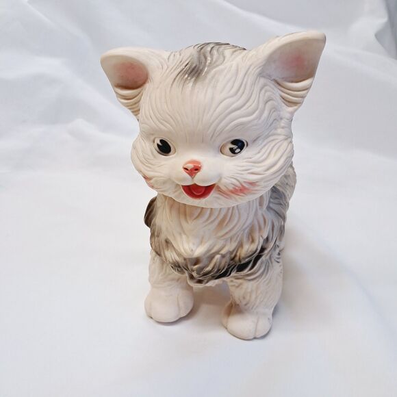 Vintage 1960 Edward Mobley Kitty Cat Head Move Squeaky Rubber Toy 9" Arrow - Picture 6 of 16